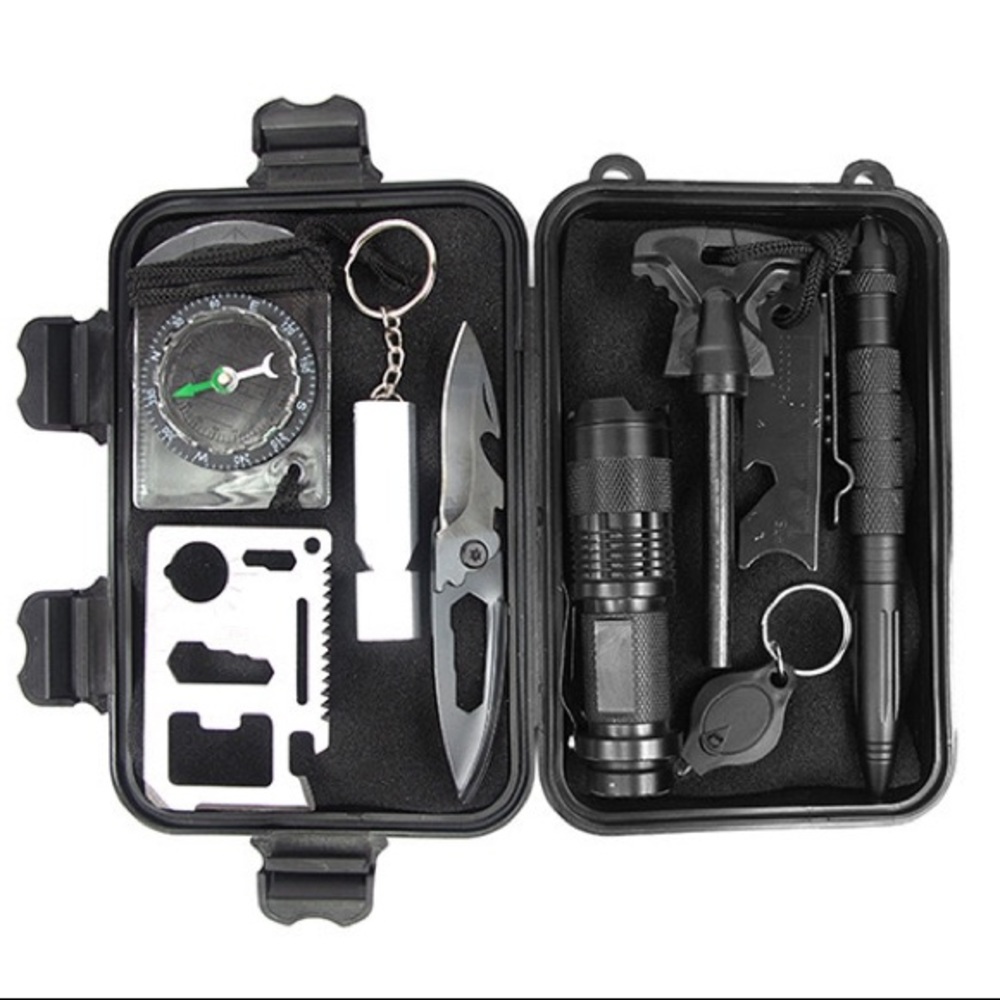 Emergency Survival Kit Tools Tactical Camping Outdoor Military EDC 10 in 1 Gear
